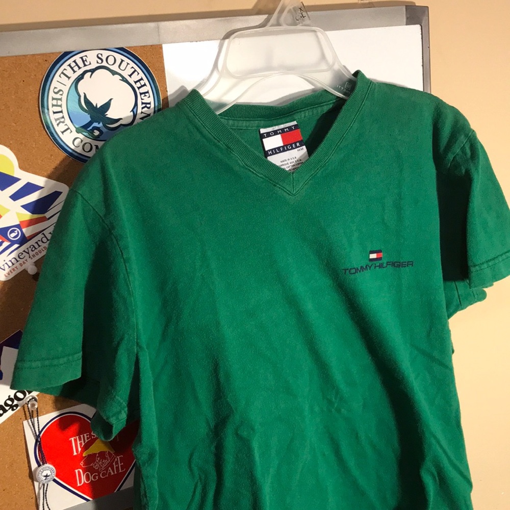 Men’s vintage Tommy Hilfiger green V-neck T-shirt
